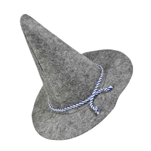ULDIGI Grauer Hexenhut Filz Vogelscheuchenhut Halloween Kostüm Zubehör für Erwachsene und Oktoberfest Party Cosplay Vielseitig Robust Wetterfest von ULDIGI
