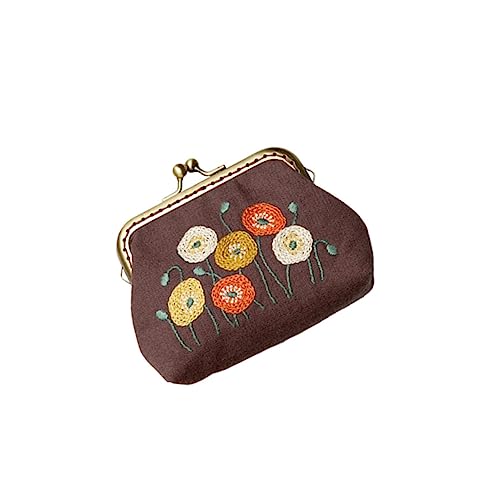 ULDIGI Handgemachtes Stickerei Starter mit Blütenmuster Inklusive Münzgeldbörsen stickerei DIY Kit Nadel und Wolle Baumwollzubehör Geeignet für Frauen und Mädchen zum Selbersticken von ULDIGI