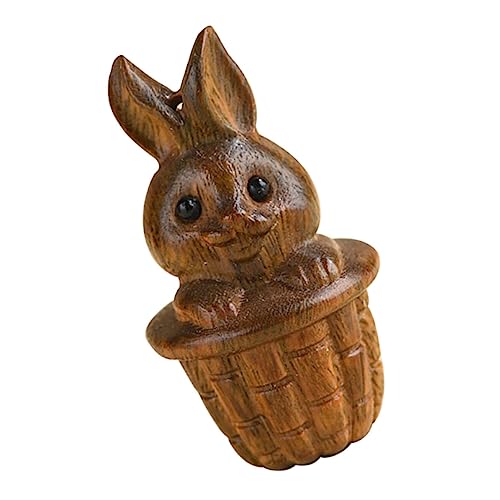 ULDIGI Kleiner Holzanhänger Hase aus Natürlichem Holz Handgeschnitzte Hasenfigur als Schlüsselanhänger Taschen Schmuckanhänger Dekoratives DIY partyornament für Garten Zimmer und von ULDIGI