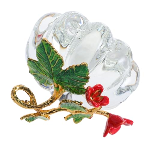 ULDIGI Kristallkürbis Ornament Dekor Kristallkürbisfigur Kristallfruchtfigur Herbstkürbis Minikürbis Kristallkürbis Kristallfigur Kleine Kürbisse Glas Transparent von ULDIGI