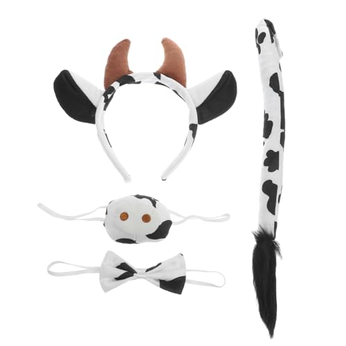ULDIGI Kuhkostüm mit Weichem Stirnband Schleife und Fake nase Komfortabel Langlebig für Cosplay Fasching Karneval und Partyspaß von ULDIGI