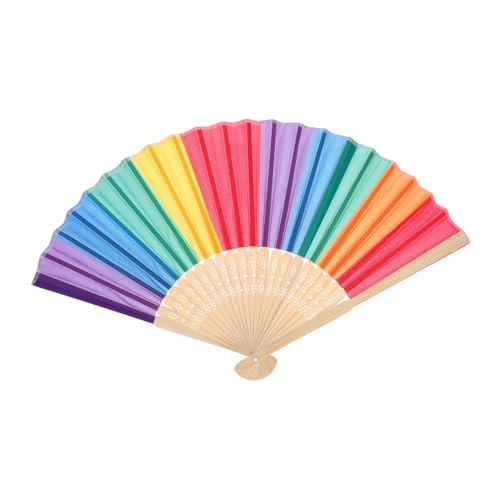 ULDIGI Leichter Tragbarer Regenbogen Fächer Faltbarer Handfächer mit Farbenfrohem Design für Pride-feiern Hochzeitsgeschenke und Sommerliche Partydekorationen von ULDIGI