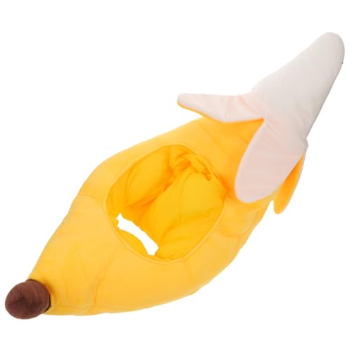 ULDIGI Lustiger Anziehhut Halloween Bananenkostümhut Lebensmittel Themenhut Süße Neuheitskappe Plüschkostümhüte Bananenkopfbedeckung Bananenplüschhut Partykostümhut von ULDIGI
