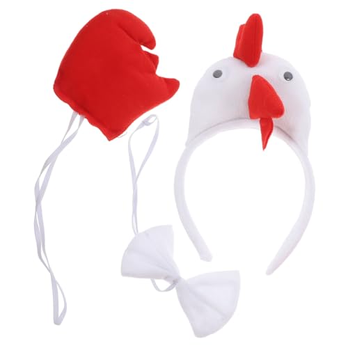 ULDIGI Lustiges Huhn Kostüm Set Weiß mit Hahn Stirnband und Accessoires für Erwachsene Praktisches Party Cosplay-set für Halloween Geburtstagsfeiern und Festliche Anlässe von ULDIGI