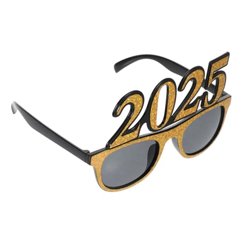 ULDIGI Neujahrsbrille Goldene Quadratbrille für Partys und Feiern Dekorative Eyewear für Silvester Lustige Brille für Jahreswechsel und Besondere Anlässe von ULDIGI