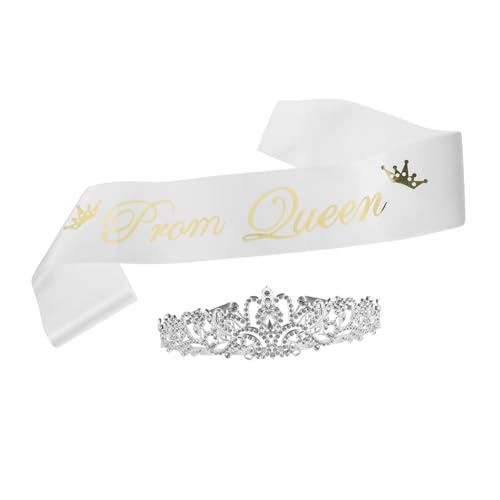 ULDIGI Prom Queen Krone und Schärpe Set Weiß für Tanzpartys Hochzeiten und Besondere Anlässe ULDIGI Prom Queen Krone und Schärpe Set Weiß für Tanzpartys Hochzeiten und Besondere Anlässe von ULDIGI