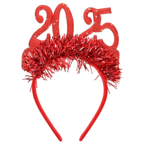 ULDIGI Rotes Neujahr Stirnband aus Stoff mit Glitzernder Goldfolie Festliches Haaraccessoire für Weihnachten Silvester Partydekoration Vielseitig für Frisuren und Feierlichkeiten von ULDIGI