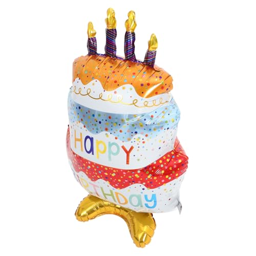 ULDIGI Stehender Kuchen Luftballon Aluminiumfolie Langlebig Lebendig Partydeko für Geburtstag Festliche Atmosphäre mit Farbiger Punktbasis von ULDIGI