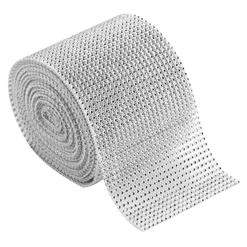 ULDIGI Strass Mesh Band Silber Glitzerndes Dekoband für Hochzeitstorte Geburtstag Basteln Strapazierfähiges Kostümzubehör Edles Autodekor von ULDIGI