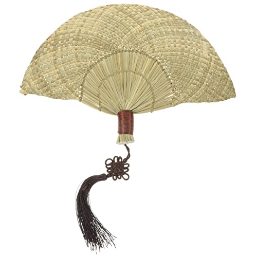 ULDIGI Strohgeflochtener Fächer Im Chinesischen Stil Naturfächer Für Sommer Vintage-fächer Als Wanddekoration Oder Party-requisite Handfächer Für Abkühlung von ULDIGI