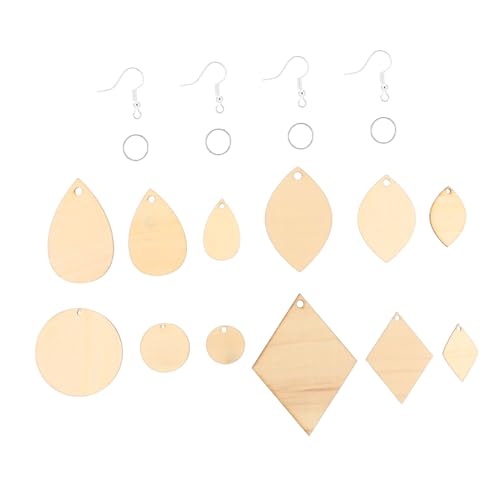 ULDIGI Teiliges Holzohrring zum Selbermachen Natürliche Blanko Holzanhänger Langlebige DIY Schmuck Charms Inklusive Holzplatten Ohrhaken Offene Ringe für Individuelle Ohrringe von ULDIGI