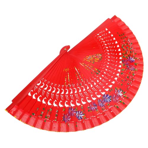ULDIGI Vintage Holz Fächer Handfächer mit Floralen Mustern Handgefertigt Eleganter Holzfächer für Frauen Festival Hochzeitsdeko Traditionell Dekorativer Tanz Partyaccessoire von ULDIGI