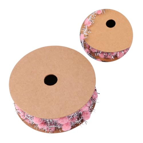 ULDIGI Weihnachtsbaum Deko Geschenkband mit Flauschigen Pompons und Glitzer Originelles DIY Bastelband für Geschenkverpackung Party Wohnraumdekoration Tiefrosa von ULDIGI