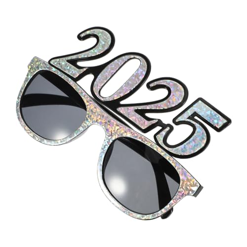 ULDIGI Zahlenbrille mit Silbernem Laserrahmen für Silvester und Abschlussfeier Lustige Partybrille für Unvergessliche und Kreative Fotoposen von ULDIGI