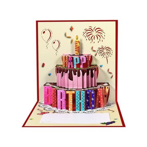 ULIJTH Kreative 3D Geburtstagskarte Grußkarte Popup Schokoladenkuchensegen Segen Wort Papier Carving Handwerk Einzigartige Geburtstagsgeschenk von ULIJTH