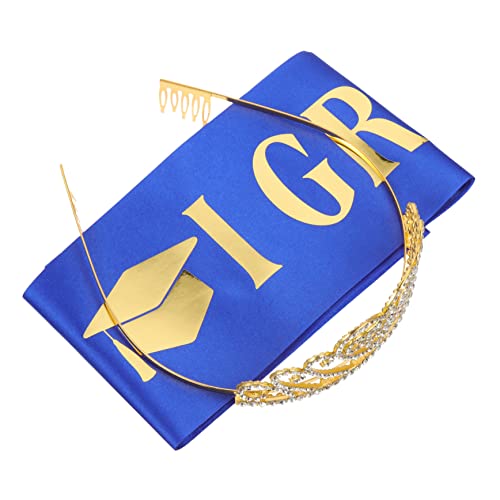 ULTECHNOVO 1 Satz 2023 Stirnband -Abschluss -Party -Set Tiara-Krone für Frauen Grad Partydekorationen Kronen Absolventendekorationen graduierte Krone Abschlussfeier Satin Blue von ULTECHNOVO