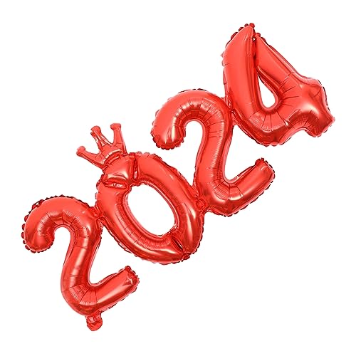 ULTECHNOVO 1 Satz 2024 Ballonnummern 2024 Neujahrsdekore Die 2024 Luftballons 2024 Folienballons Jahreszahl Neujahrsnornamente Partyballons Dekorationen Aluminiumfolie rot von ULTECHNOVO