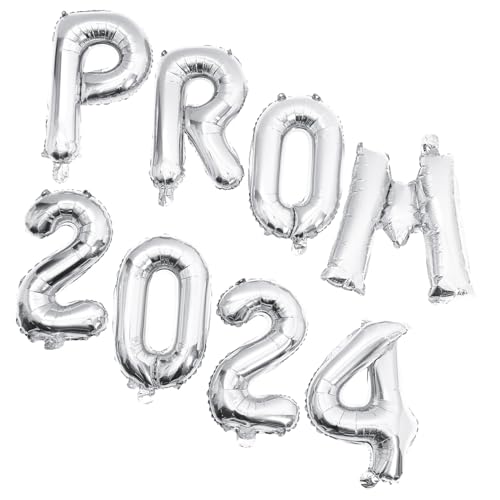 ULTECHNOVO 1 Satz 2024 Partydekorationsballons Willkommen Glühen Ballballon Erste Fröhliche Abschlussballons Folienballons Bunt Riese Und Junior Abgänger Aluminiumfolie Silver von ULTECHNOVO