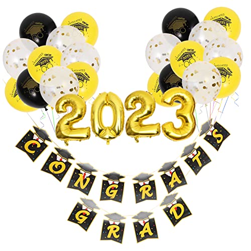 ULTECHNOVO 1 Satz Abschlussfeier Dekorationen Banner Der Abschlussfeier 2023 Glückliches Abschlussbanner Zubehör Für Die Abschlussfeier 2023 Blauer Ballon Aluminiumform von ULTECHNOVO