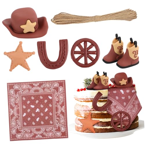 ULTECHNOVO 1 Satz Denim-Partyanzug Junggesellin -Kuchendeckel Western Cowgirl westliche Parteizubehör -Topper Tortenaufsätze für Geburtstage von ULTECHNOVO