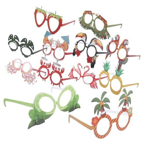 ULTECHNOVO 1 Satz Hawaiianische Brille Strand Party Gefälligkeiten Mottoparty Hawaii Weingläser Bunt Partybrillen Set Spaßbrillen Brillenkostüm Hawaiianische Fotorequisite Papier 12 Stück von ULTECHNOVO