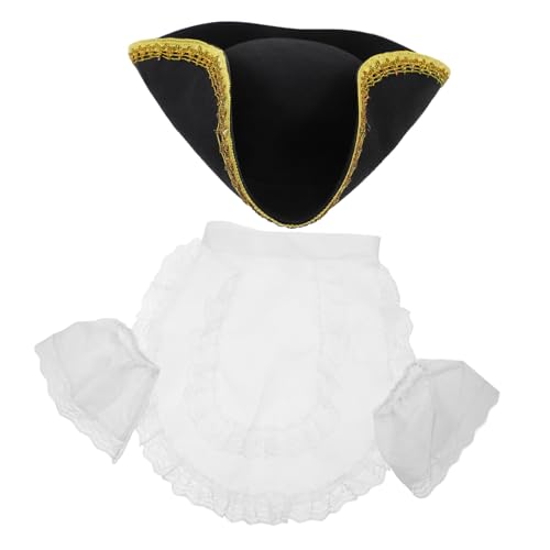 ULTECHNOVO 1 Satz Lätzchen-Party-Set Hüte für die Party Karnevalszubehör Dreispitzhut für Erwachsene Cosplay-Partyhut Piratenhut für Damen Piratenhut Männer Cosplay-Karnevalshut Vlies von ULTECHNOVO