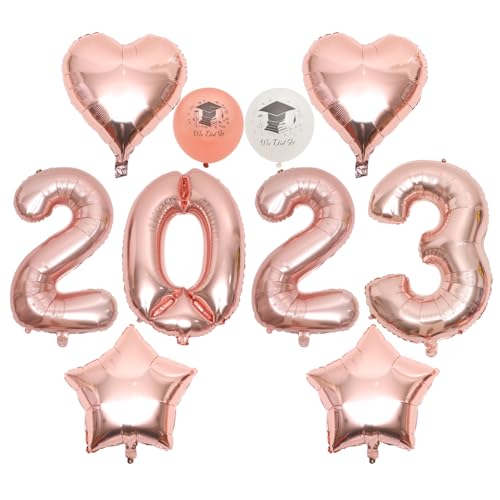 ULTECHNOVO 1 Satz Partydekorationsballons Luftballons Geburtstagsdekoration Regenbogen erste Blau LED Rosa Partyballons Abschlussdekorationsballons Aluminiumfolie Rose Gold von ULTECHNOVO