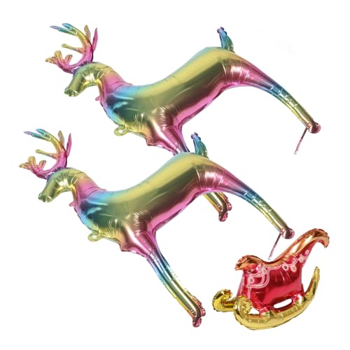 ULTECHNOVO 1 Satz Stehendes Rentier mit Schlitten Aufblasbare Ballons für Winterfestlichkeiten Partydekoration Fotospaß Lifelike Weihnachtsballons von ULTECHNOVO