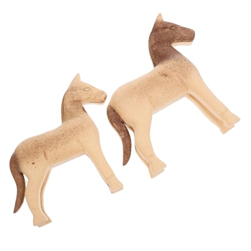 ULTECHNOVO 1 Satz Tierornamente Aus Holz Tiere Aus Holz Pferdestatuen Wohnkultur Tierisches Handwerk Mini-pferdefiguren Hölzern von ULTECHNOVO