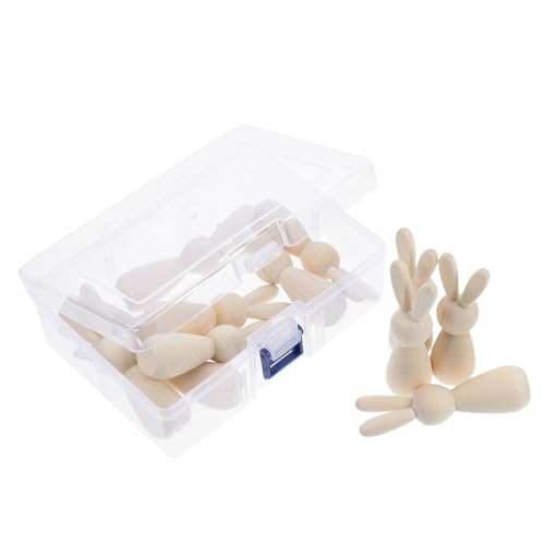 ULTECHNOVO 1 Set Holz Graffiti Kaninchen Bastelarbeiten Holzhandwerk DIY Graffiti Puppe Holzfiguren Hasenpuppen Schmuck Tierfigur Holzanhänger Schreibtisch Ornament von ULTECHNOVO