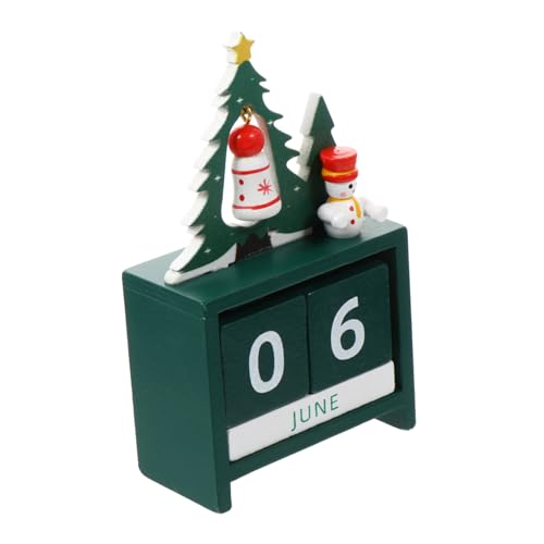 ULTECHNOVO 1 Stück Christbaumkalender weihnachtszahl datumsblöcke Kalender-Notizblock Desktop-Kalender büro dekoration tischkalender Datumsanzeige aus Holz Weihnachtskalender hölzern Green von ULTECHNOVO