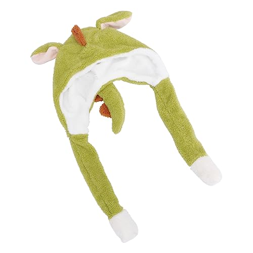 ULTECHNOVO 1 Stück Dinosaurier-Hut tiermütze weihnachsgeschenk Dinosaurierhut bonnets Plüsch-Dinosaurier-Mütze lustige Plüschmütze Dinosaurier warme Mütze lustiges PP Baumwolle Green von ULTECHNOVO