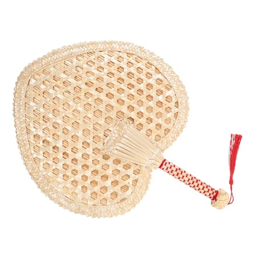 ULTECHNOVO 1 Stück Straw Hand Fan Herzförmiger Sommerfächer aus Naturmaterialien Handgefertigter Woven Fan für Sommer Hochzeit Wanddeko Stil Zufällig Kühlend und Tragbar von ULTECHNOVO