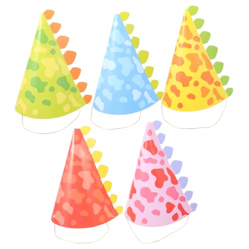 ULTECHNOVO 10 Stück Geburtstagshut kindermütze kappe Spaßige Geburtstagsmütze dinomask erste Konische Partyhüte aus Papier tragegurt Dinosaurier-Element-Papierhüte geburtstag hut von ULTECHNOVO