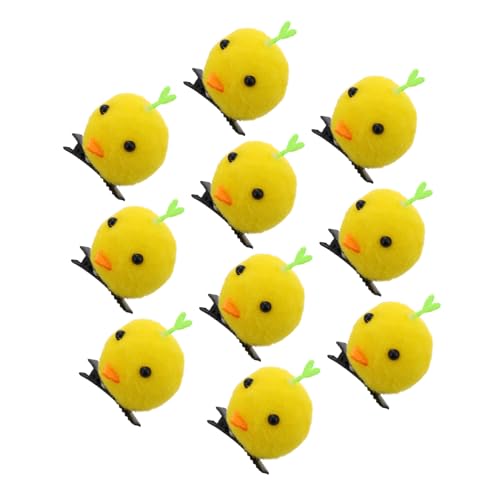 ULTECHNOVO 10 Stück Kleine gelbe Hühnerhaarnadel Haarspangen Osterhaarklammern Haarnadeln Osterhaarnadeln Kinderhaarklammern Haarnadeln Mini-Haarspangen Süße Haarnadel Plüsch von ULTECHNOVO