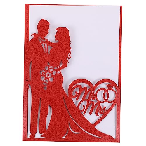 ULTECHNOVO 10 Stück Kreative Einladungsabdeckung Hochzeitsdekoration Chiffon Einladungskarten für Partys Braut Ort Tischkarten Hochzeit Einladungskarte zur Hochzeit Papier rot von ULTECHNOVO