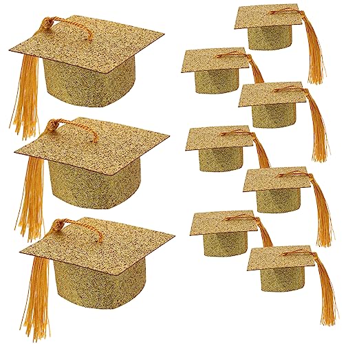ULTECHNOVO 10 Stück Mini Doktorhut Weinglas Deckel aus Hochwertigem mit Quaste Dekorative Weinbecher Kappen für Abschlussfeier Langlebig Detailreich Partydekoration von ULTECHNOVO