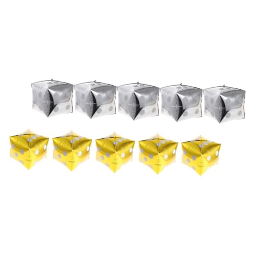 ULTECHNOVO 10 Stück Teiliges Dice Aluminiumfolie Ballon Gold und Silber Große Partydekoration Leicht Thematisch Passend für Casino und Geburtstagsfeiern Kreative Fotorequisite für und Club ULTECHNOVO 10 Stück Teiliges Dice Aluminiumfolie Ballon Gold und Silber Große Partydekoration Leicht Thematisch Passend für Casino und Geburtstagsfeiern Kreative Fotorequisite für und Club von ULTECHNOVO
