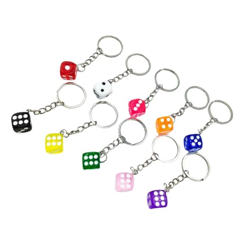 ULTECHNOVO 10 Stück Teiliges Mini Würfel Schlüsselanhänger aus Robustem und Vielseitig Einsetzbar als Schlüsselanhänger oder Dekoration Bunten Farben Rot Blau Grün Gelb Orange Weiß Rosa von ULTECHNOVO