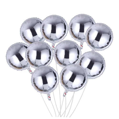 ULTECHNOVO 10 Stück Teiliges Runde Folienballons Silber Wiederverwendbar Helium Luftbefüllbar Langlebige Partydekoration für Valentinstag Hochzeit Geburtstag und Jubiläum von ULTECHNOVO