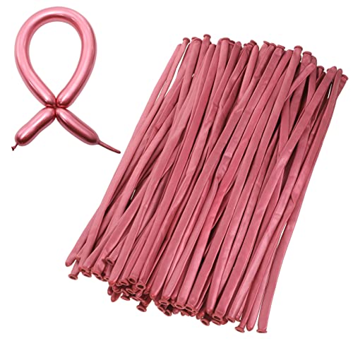 ULTECHNOVO 100 Stück Ballon Aus Metall Hochzeitsdeko Dekorative Luftballons Partybevorzugung Lange Luftballons Lange Ballondekore Luftballons Für Festliche Ballon-ornamente Emulsion Rot von ULTECHNOVO