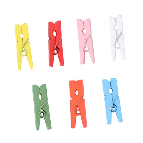 ULTECHNOVO 100 Stück Mini Holzklammern Bunt Holz Wäscheklammern Vielseitig Foto Clips für Bilderrahmen Karten Dekoration Party DIY Basteln Farben Gemischt von ULTECHNOVO