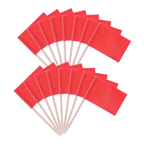 ULTECHNOVO 100 Stück Mini Zahnstocher Flaggen Einfarbig Rot Stabile Kleine Flag Picks für Party Snacks Fingerfood Tischdekoration Vielseitig für Käse Obst Cupcake Toppers von ULTECHNOVO