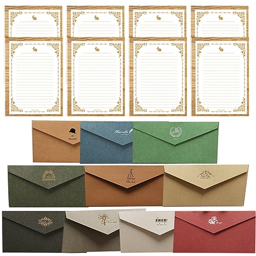 ULTECHNOVO 10Sätze Farbige Einladungskarten Umschläge Kleiner Briefumschlag mit Schreibpapier Einfache Verwendung für Hochzeiten Feste und Einladungen Hochwertiges Papiermaterial von ULTECHNOVO