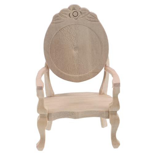 ULTECHNOVO 12 Retro Kleiner Stuhl Feengartenstuhl Puppenhaus Miniatur Sessel Kleine Landschaftsrequisiten Puppenstubensessel Mini-Salon Zubehör Für Puppenhäuser Spielzeugstuhl Beige Hölzern von ULTECHNOVO