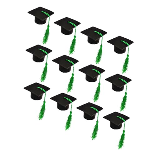 ULTECHNOVO 12 Stück Arzt Hut Dekoration freunde abschluss party partyzubehör Mini Abschlussmütze Kappe Schlüssel Cool Grad Weinflaschendeckel Abschlusshut Flaschendeckel Vlies Green von ULTECHNOVO