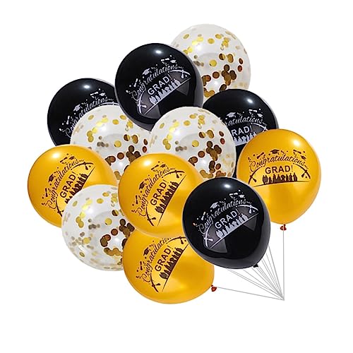 ULTECHNOVO 12 Stück Ballons der Abschlusssaison Gelb silberne Luftballons Abschlussballons golden Partyzubehör dekorativer Luftballon Luftballons zum Abschluss Emulsion von ULTECHNOVO