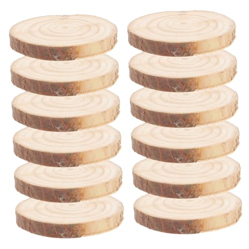 ULTECHNOVO 12 Stück DIY Holzscheiben für Ornamente unfertige Holzscheibe Holzverzierungsrohlinge unfertige Untersetzer aus Holz kleine Holzscheiben zum Basteln runde Holzscheiben Kiefernholz von ULTECHNOVO
