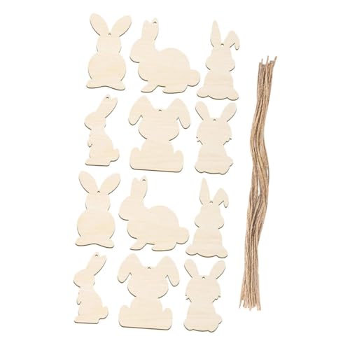 ULTECHNOVO 12 Stück Teiliges Holzscheiben mit Hasenform Beidseitig Holz Chips zum Basteln und Bemalen DIY Holzanhänger mit Schnur Natürliche Holzscheiben für Osterdekoration und ULTECHNOVO 12 Stück Teiliges Holzscheiben mit Hasenform Beidseitig Holz Chips zum Basteln und Bemalen DIY Holzanhänger mit Schnur Natürliche Holzscheiben für Osterdekoration und von ULTECHNOVO