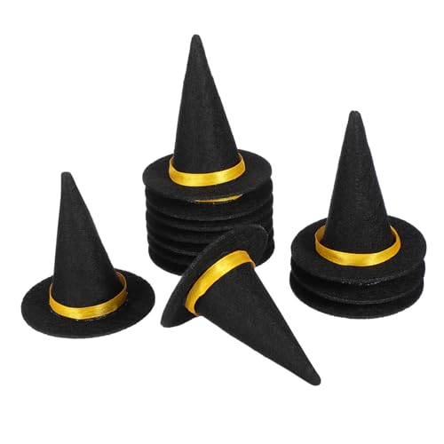 ULTECHNOVO 12 Stück Teiliges Mini Hexenhüte Halloween Flaschenkappen Weinflaschen Deko Party Zubehör Schwarz für Halloween Feier Weinflaschen Schmuck Bastelbedarf von ULTECHNOVO